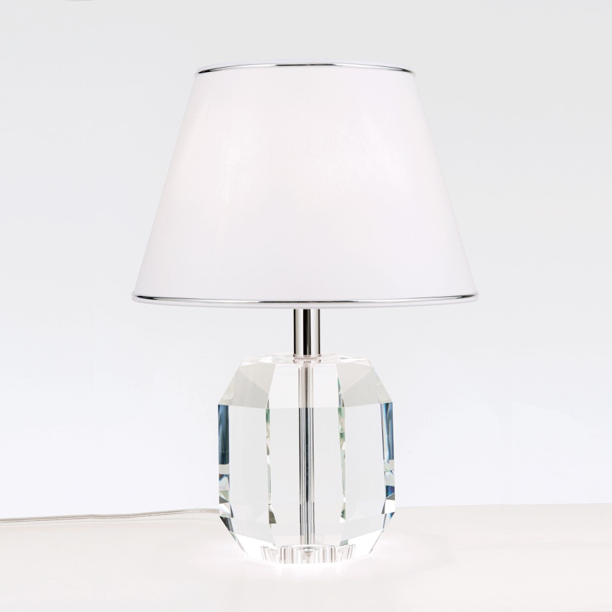 Bordlampe i krystal ALEXIS 1xE27/60W/230V hvid/skinnende krom/transparent
