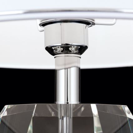 Bordlampe i krystal ALEXIS 1xE27/60W/230V hvid/skinnende krom/transparent