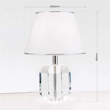 Bordlampe i krystal ALEXIS 1xE27/60W/230V hvid/skinnende krom/transparent