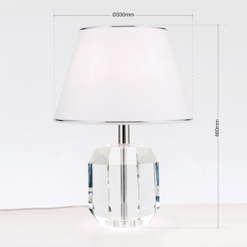 Bordlampe i krystal ALEXIS 1xE27/60W/230V hvid/skinnende krom/transparent