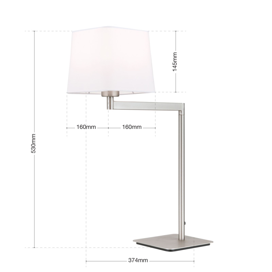 Bordlampe CARLTON 1xE27/40W/230V hvid/mat krom