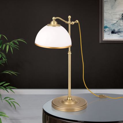 Bordlampe OLD LAMP 1xE27/40W/230V 65 cm hvid/messing