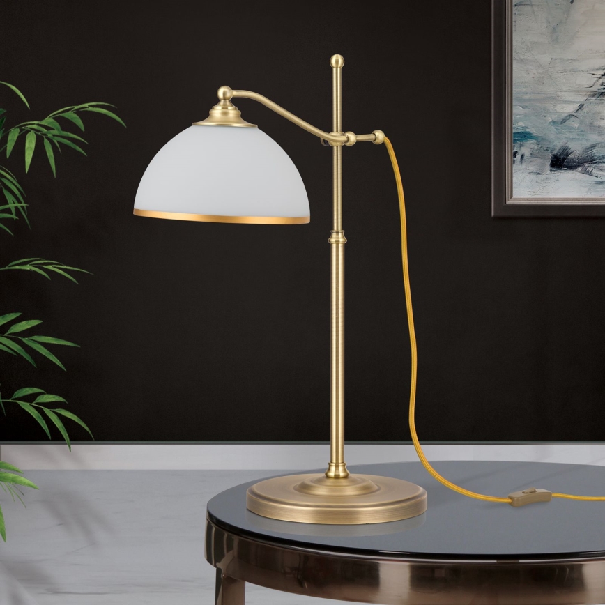 Bordlampe OLD LAMP 1xE27/40W/230V 65 cm hvid/messing