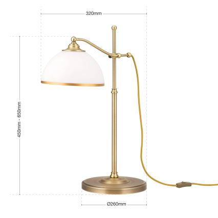 Bordlampe OLD LAMP 1xE27/40W/230V 65 cm hvid/messing