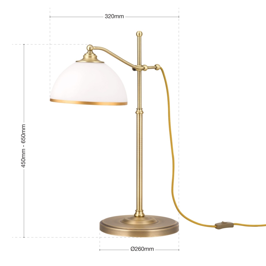 Bordlampe OLD LAMP 1xE27/40W/230V 65 cm hvid/messing