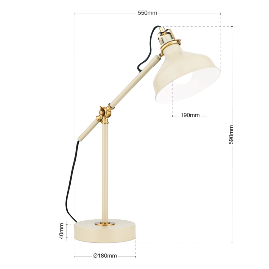 Bordlampe SCHILLER 1xE27/40W/230V cremefarvet/bronze