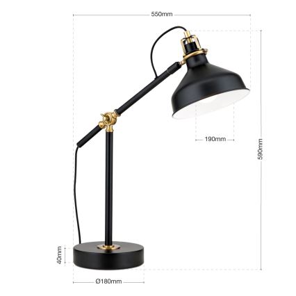 Bordlampe SCHILLER 1xE27/40W/230V sort/bronze
