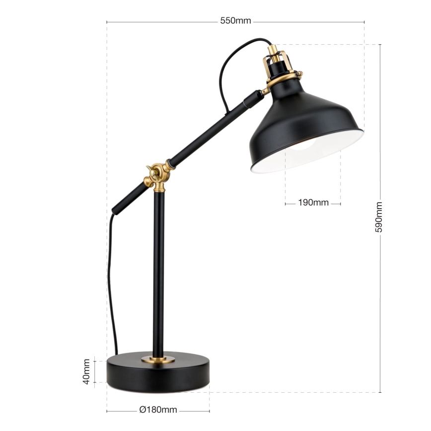 Bordlampe SCHILLER 1xE27/40W/230V sort/bronze
