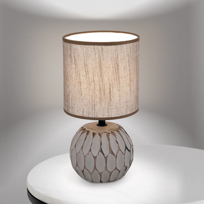 Bordlampe PINIA 1xE14/25W/230V keramik beige/grå
