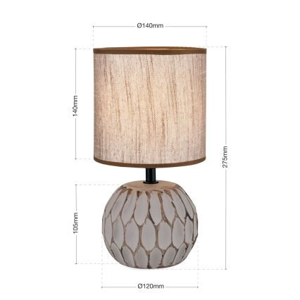 Bordlampe PINIA 1xE14/25W/230V keramik beige/grå