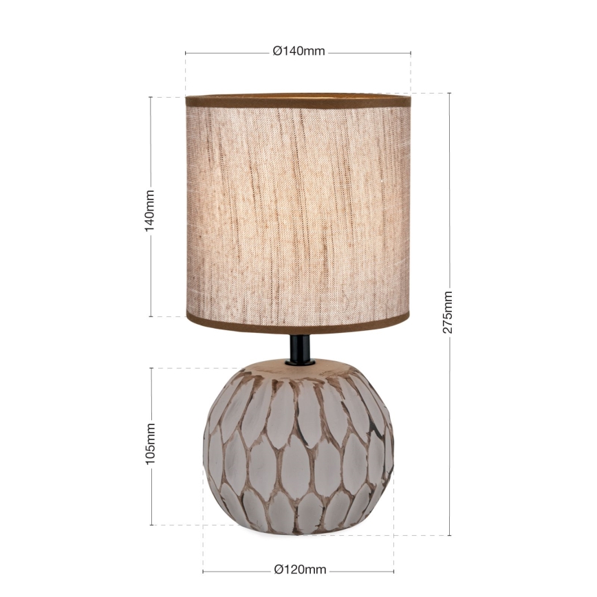 Bordlampe PINIA 1xE14/25W/230V keramik beige/grå