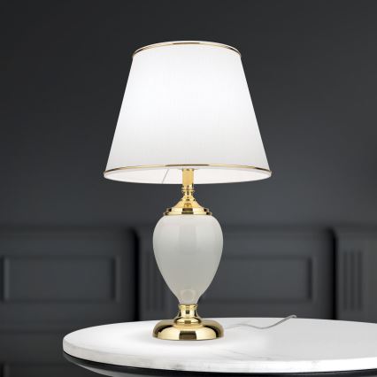 Bordlampe OVUM 1xE27/40W/230V 48 cm keramik hvid/guldfarvet