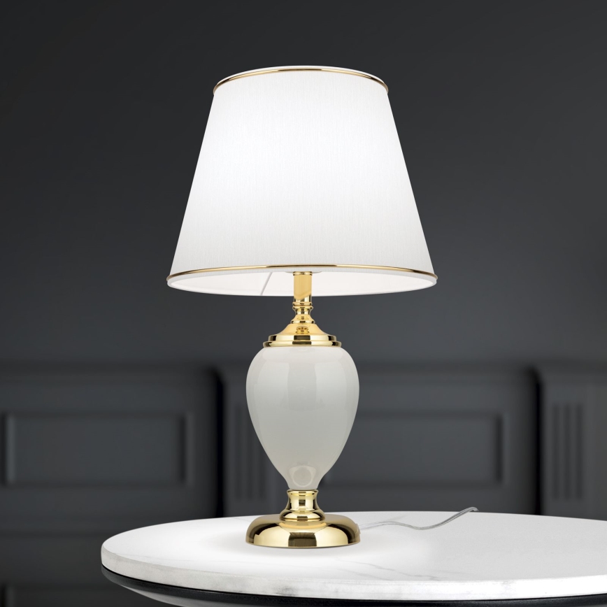 Bordlampe OVUM 1xE27/40W/230V 48 cm keramik hvid/guldfarvet