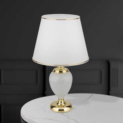 Bordlampe OVUM 1xE27/40W/230V 48 cm keramik hvid/guldfarvet