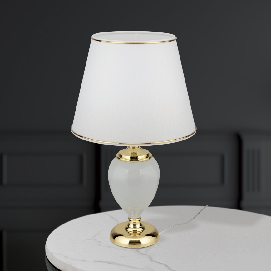 Bordlampe OVUM 1xE27/40W/230V 48 cm keramik hvid/guldfarvet