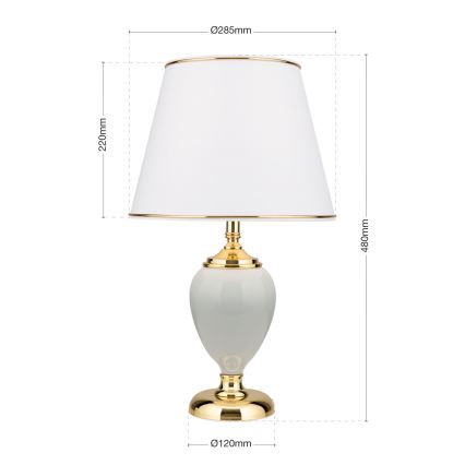 Bordlampe OVUM 1xE27/40W/230V 48 cm keramik hvid/guldfarvet