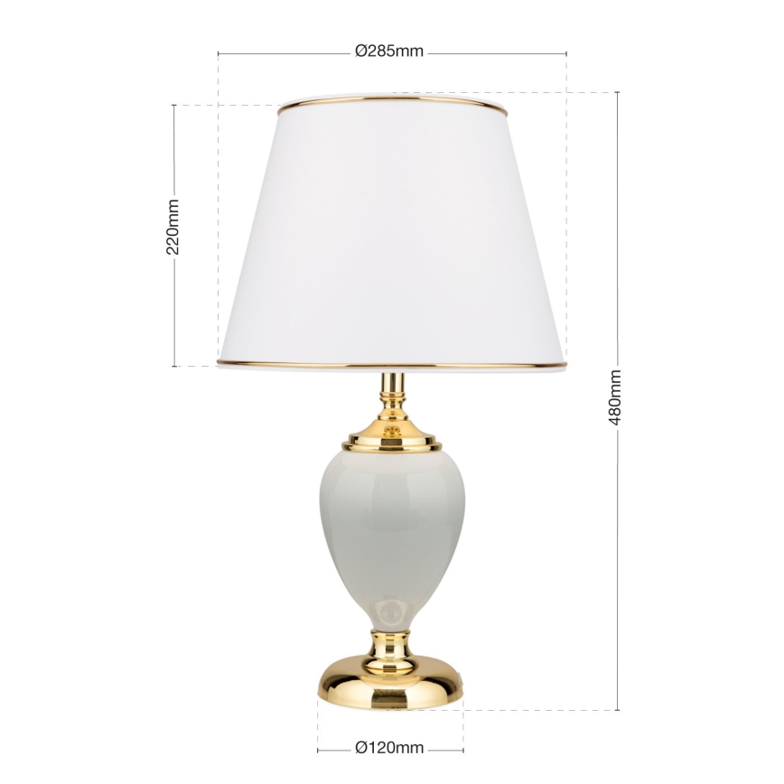 Bordlampe OVUM 1xE27/40W/230V 48 cm keramik hvid/guldfarvet