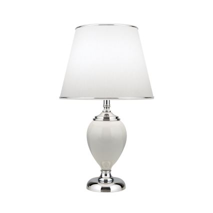 Bordlampe OVUM 1xE27/40W/230V 48 cm keramik hvid/skinnende krom