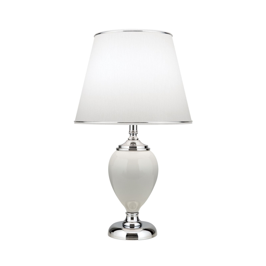 Bordlampe OVUM 1xE27/40W/230V 48 cm keramik hvid/skinnende krom