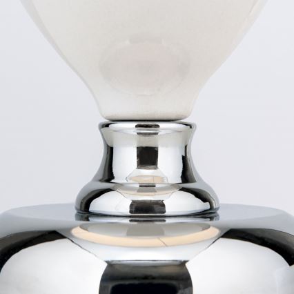 Bordlampe OVUM 1xE27/40W/230V 48 cm keramik hvid/skinnende krom