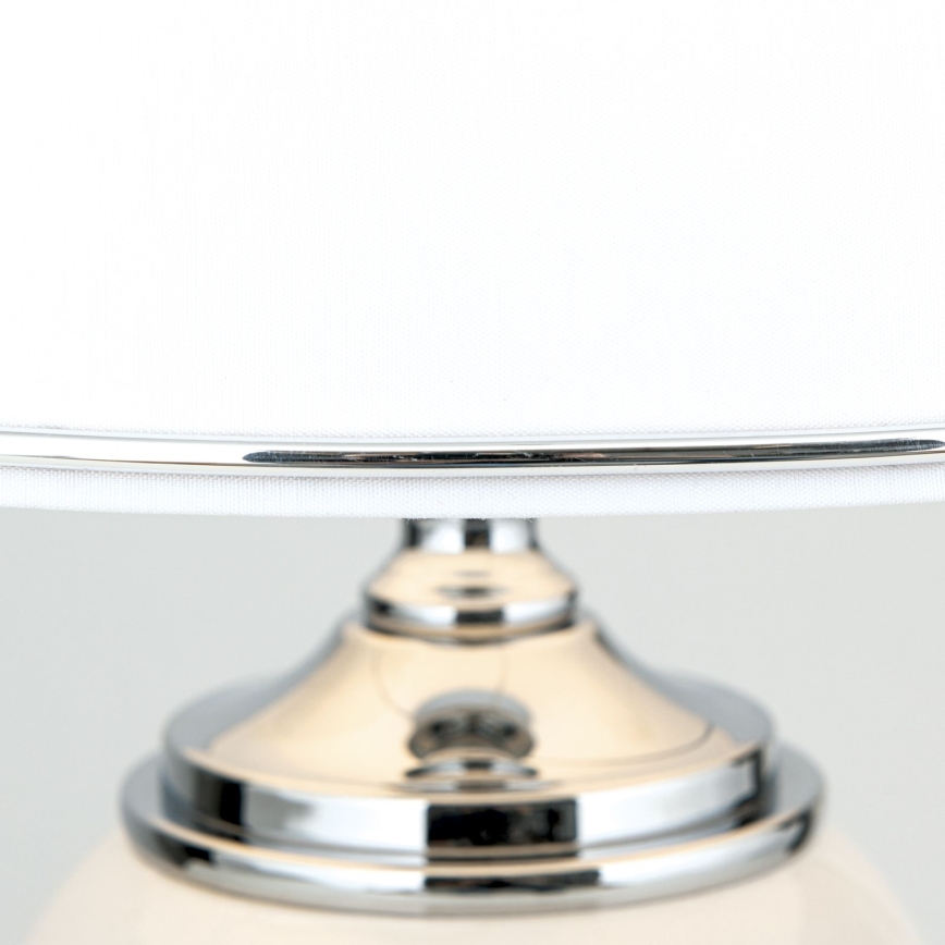 Bordlampe OVUM 1xE27/40W/230V 48 cm keramik hvid/skinnende krom