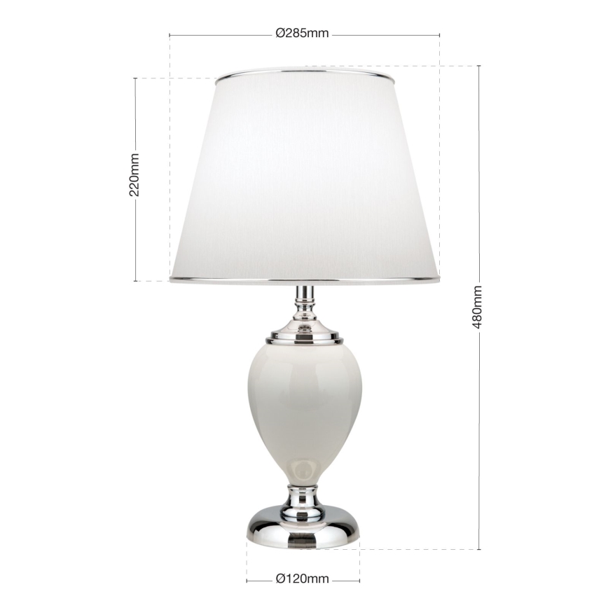 Bordlampe OVUM 1xE27/40W/230V 48 cm keramik hvid/skinnende krom