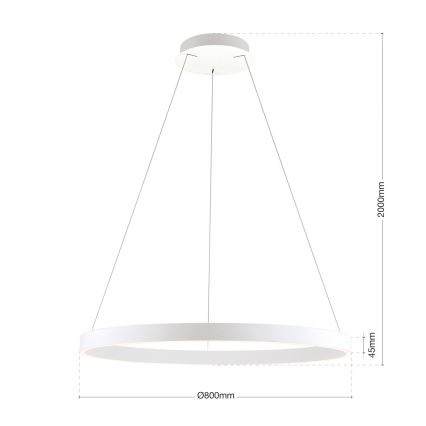 Dæmpbar LED-pendel på wire KOLK LED/80W/230V 2700/3000/4000K Ø 80 cm, hvid