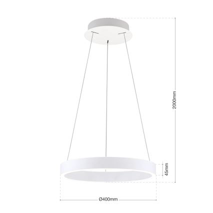 Orion - Dæmpbar LED-pendel på wire KOLK LED/40W/230V 2700/3000/4000K Ø 40 cm hvid