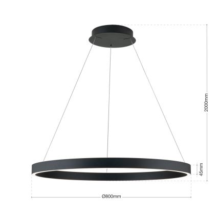 LED dæmpbar pendel på kabel KOLK LED/80W/230V 2700/3000/4000K diameter 80 cm sort