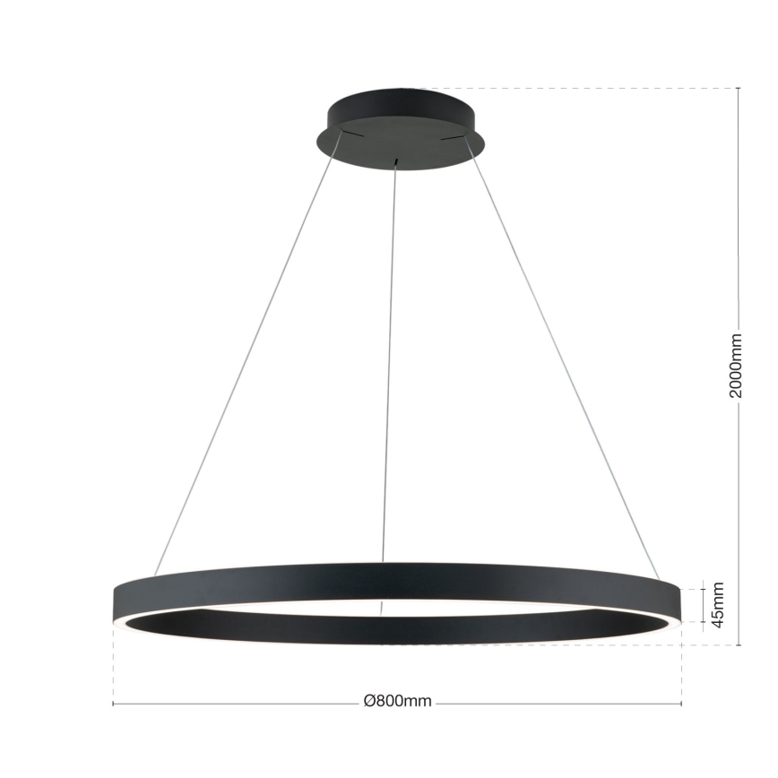 LED dæmpbar pendel på kabel KOLK LED/80W/230V 2700/3000/4000K diameter 80 cm sort