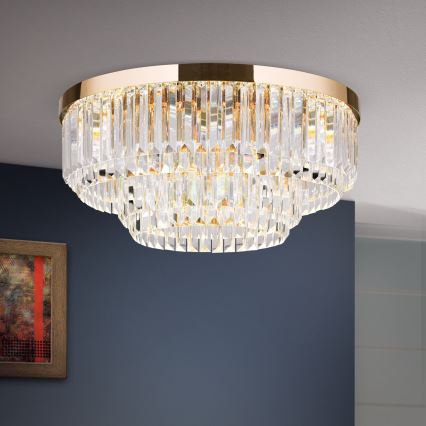 LED Loftlampe i krystal dæmpbar PRISM LED/80W/230V diameter 55 cm 24K guldfarvet