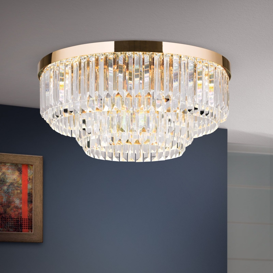 LED Loftlampe i krystal dæmpbar PRISM LED/80W/230V diameter 55 cm 24K guldfarvet