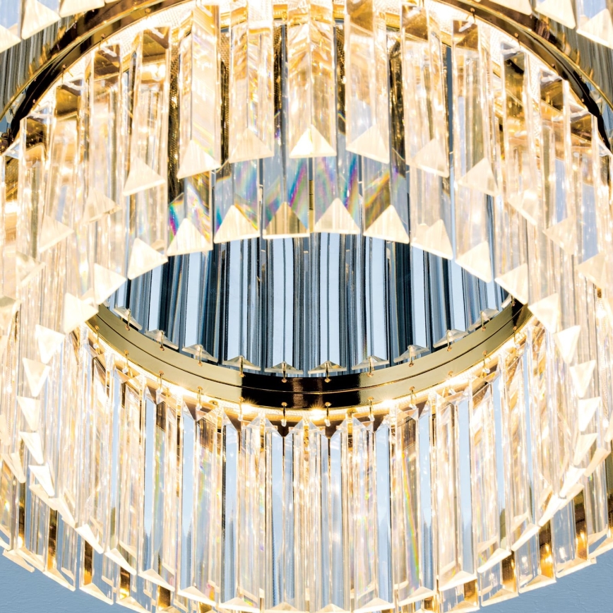 LED Loftlampe i krystal dæmpbar PRISM LED/80W/230V diameter 55 cm 24K guldfarvet