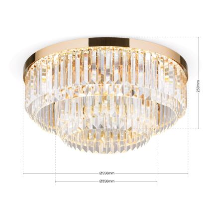 LED Loftlampe i krystal dæmpbar PRISM LED/80W/230V diameter 55 cm 24K guldfarvet