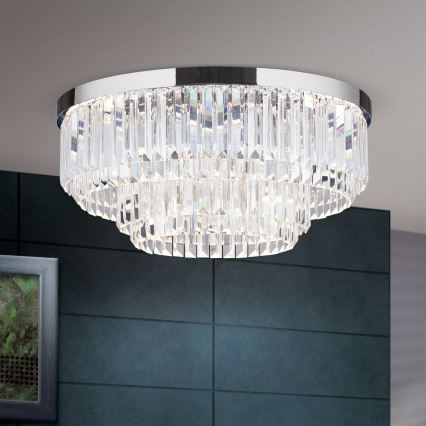 LED Loftlampe i krystal dæmpbar PRISM LED/80W/230V diameter 55 cm skinnende krom