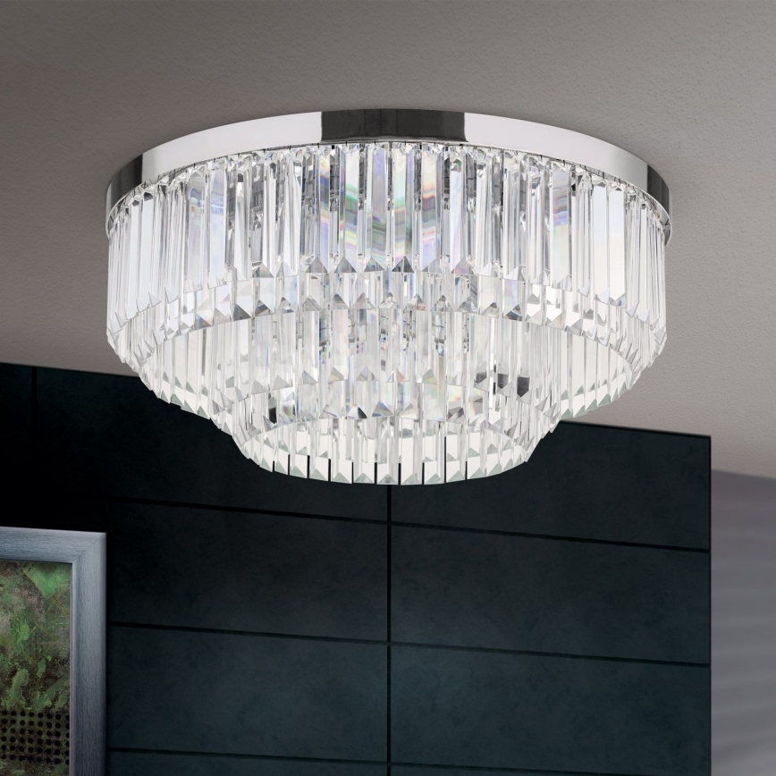 LED Loftlampe i krystal dæmpbar PRISM LED/80W/230V diameter 55 cm skinnende krom