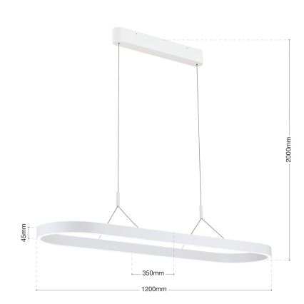LED-pendel med wire CARRARA LED/80W/230V 2700/3000/4000K hvid
