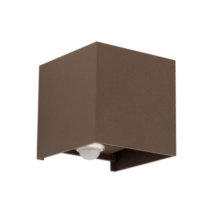 Orion - Udendørs væglampe med bevægelses- og skumringssensor CUBE-S LED/13W/230V IP54 brun