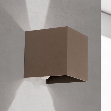 Orion - Udendørs væglampe med bevægelses- og skumringssensor CUBE-S LED/13W/230V IP54 brun