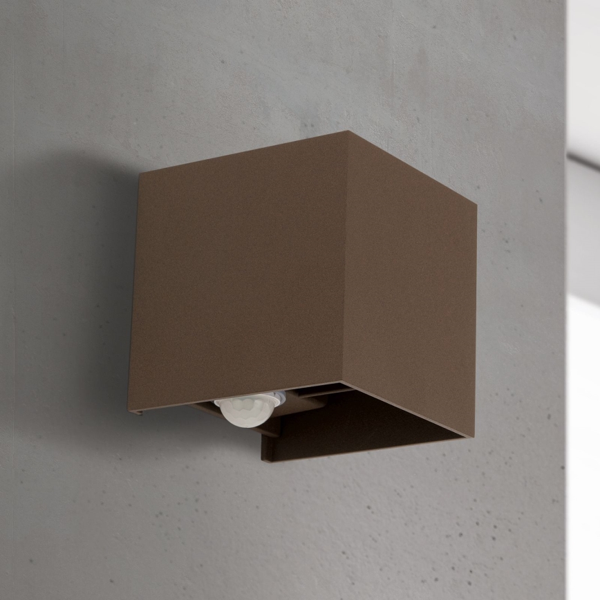 Orion - Udendørs væglampe med bevægelses- og skumringssensor CUBE-S LED/13W/230V IP54 brun