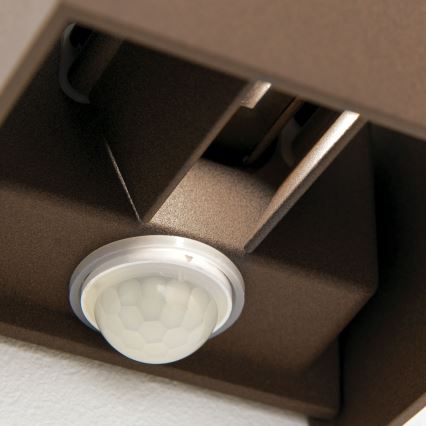 Orion - Udendørs væglampe med bevægelses- og skumringssensor CUBE-S LED/13W/230V IP54 brun