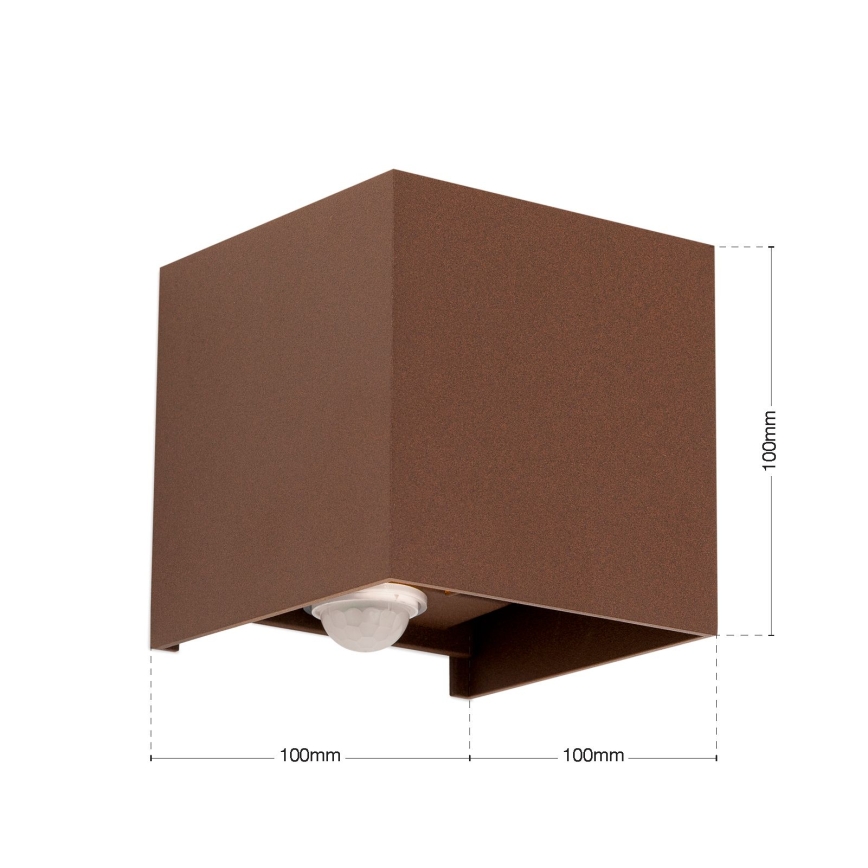 Orion - Udendørs væglampe med bevægelses- og skumringssensor CUBE-S LED/13W/230V IP54 brun