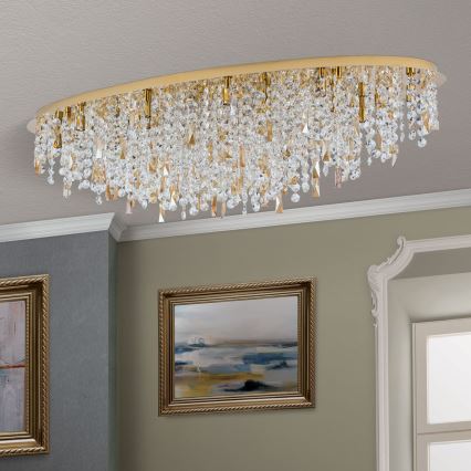 Loftlampe i krystal CRYSTALRIVER 21xG9/40W/230V guldfarvet