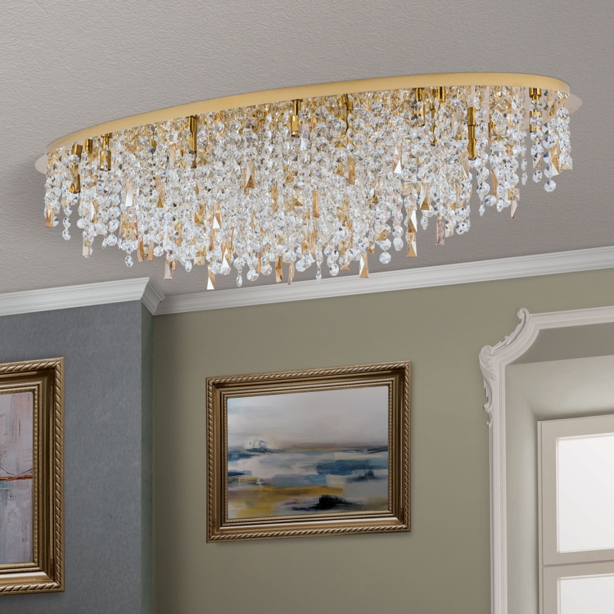 Loftlampe i krystal CRYSTALRIVER 21xG9/40W/230V guldfarvet