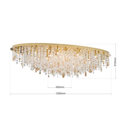 Loftlampe i krystal CRYSTALRIVER 21xG9/40W/230V guldfarvet