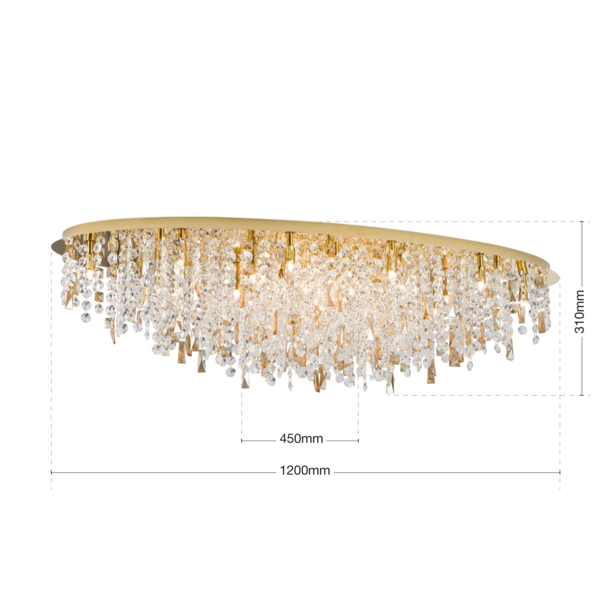 Loftlampe i krystal CRYSTALRIVER 21xG9/40W/230V guldfarvet