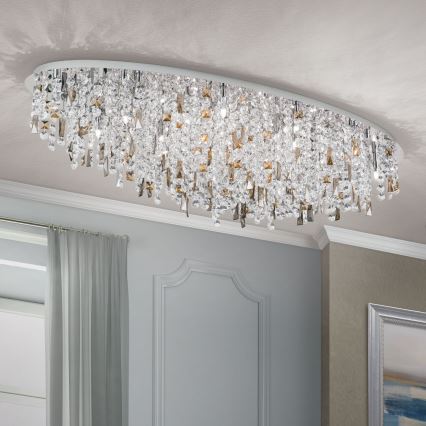 Loftlampe i krystal CRYSTALRIVER 21xG9/40W/230V skinnende krom