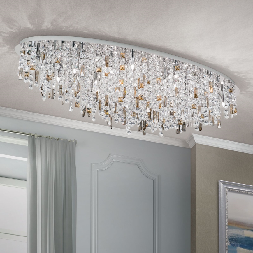 Loftlampe i krystal CRYSTALRIVER 21xG9/40W/230V skinnende krom