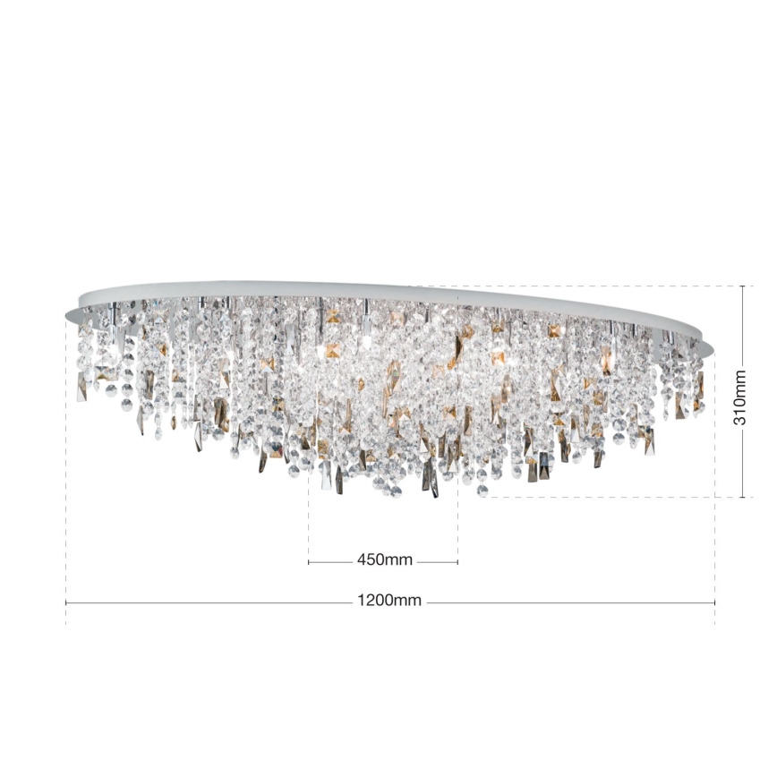 Loftlampe i krystal CRYSTALRIVER 21xG9/40W/230V skinnende krom
