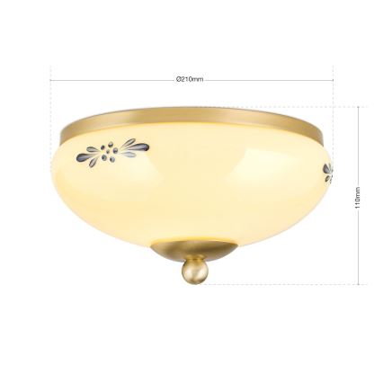 Loftlampe LANDHAUS 1xE27/60W/230V, Ø 21 cm, messing/beige/blå